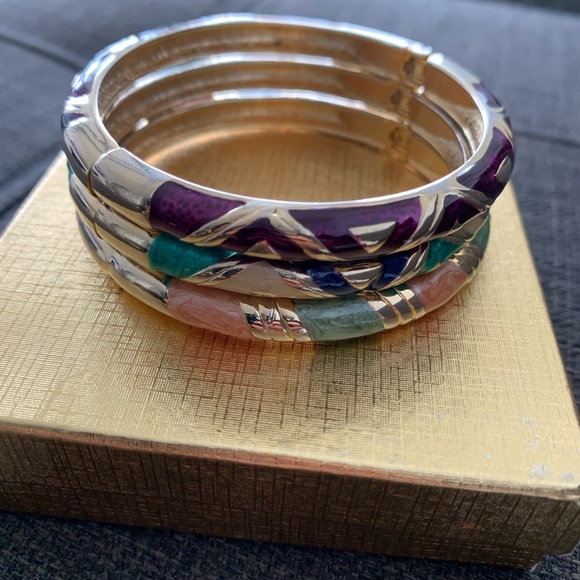3 Enamel Bangle Bracelets - Picture 2 of 3